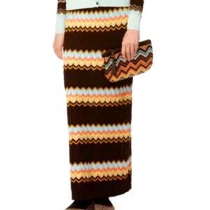 Missoni for Target Knit Maxi Skirt Womens Size L Brown Multi Chevron Print